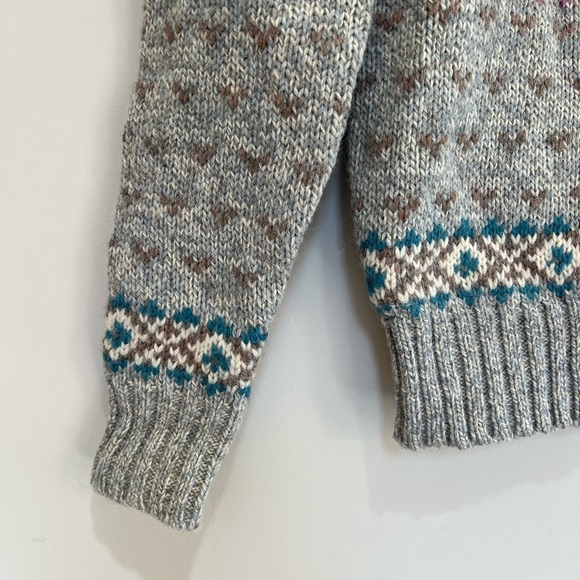 Woolrich Vintage Hand Knit Wool Diamond Design Sweater, Grey/Cream/Blue/Pink, M - Picture 4 of 6